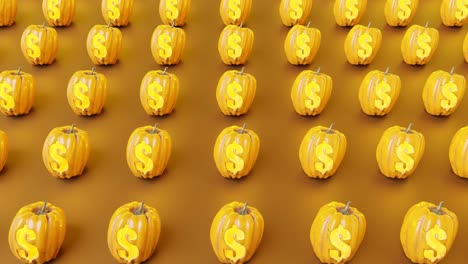 Pumpkin-decoration-pattern-with-money-sign-on-orange-background