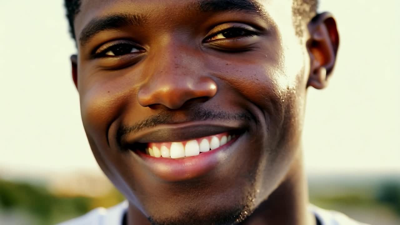 Portrait en gros plan d'un homme noir souriant