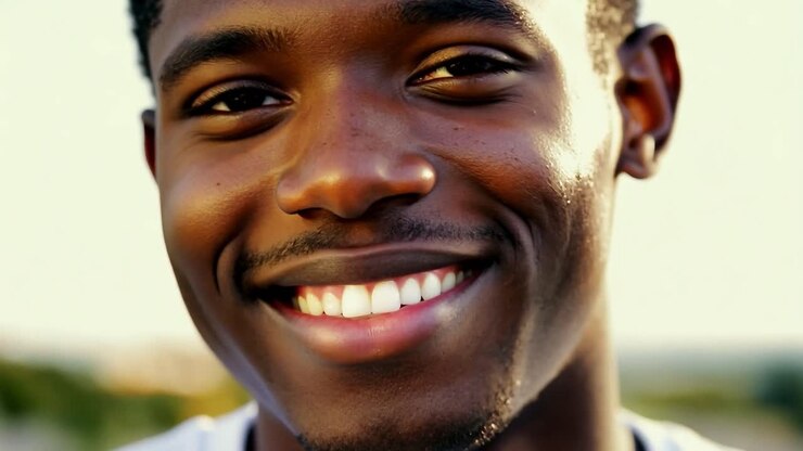 Portrait en gros plan d'un homme noir souriant