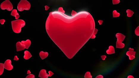 animación de los iconos de corazón en fondo negro