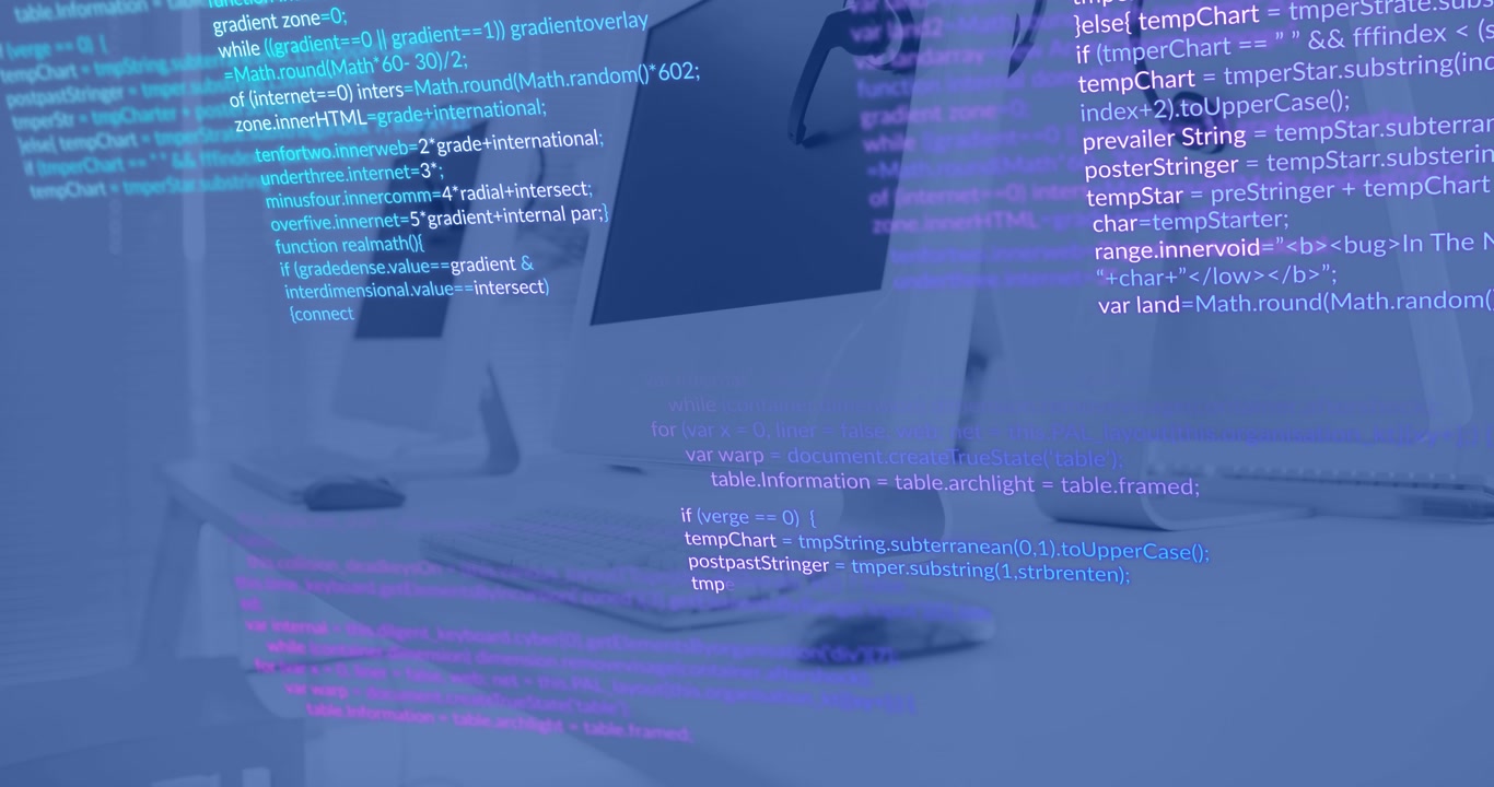Composition of financial data processing over copy space on purple background