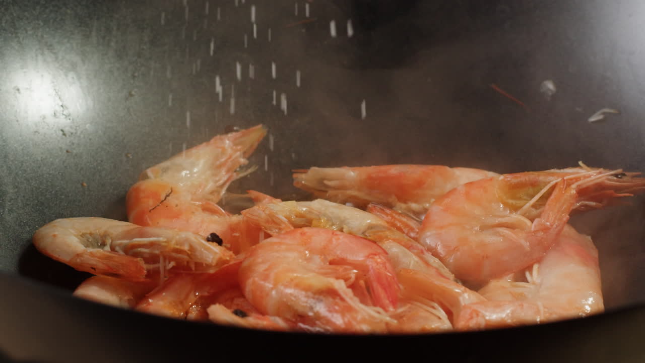 Cooking Shrimp in a Wok