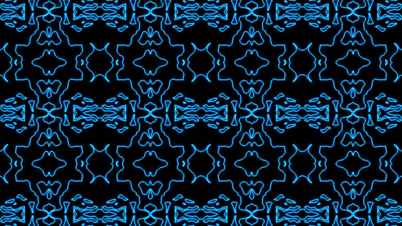 fondo de patrón geometrico sin costuras azul abstracto. rayas abstractas bucle de caleidoscopio. rápido psicodélico colorido kaleidoscopio vj fondo. discoteca fondo de movimiento abstracto. efecto caleidoscope