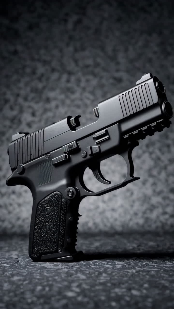 Black Pistol on a Dark Textured Background