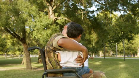 disabled military dad walking and playing with kids