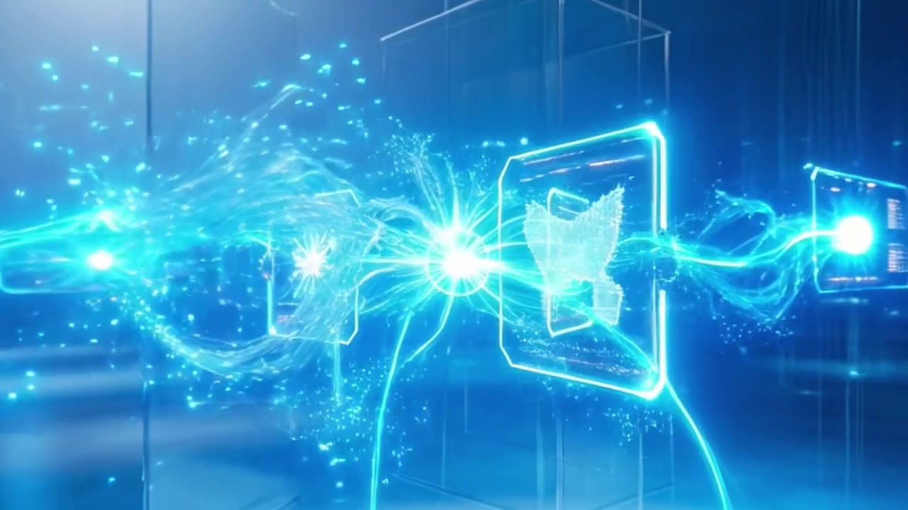Abstract Digital Data Transfer and Network Connectivity Visualization
