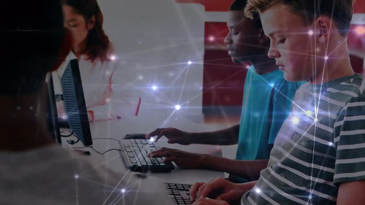 Animation of networks of connections over diverse schoolchildren in classroom