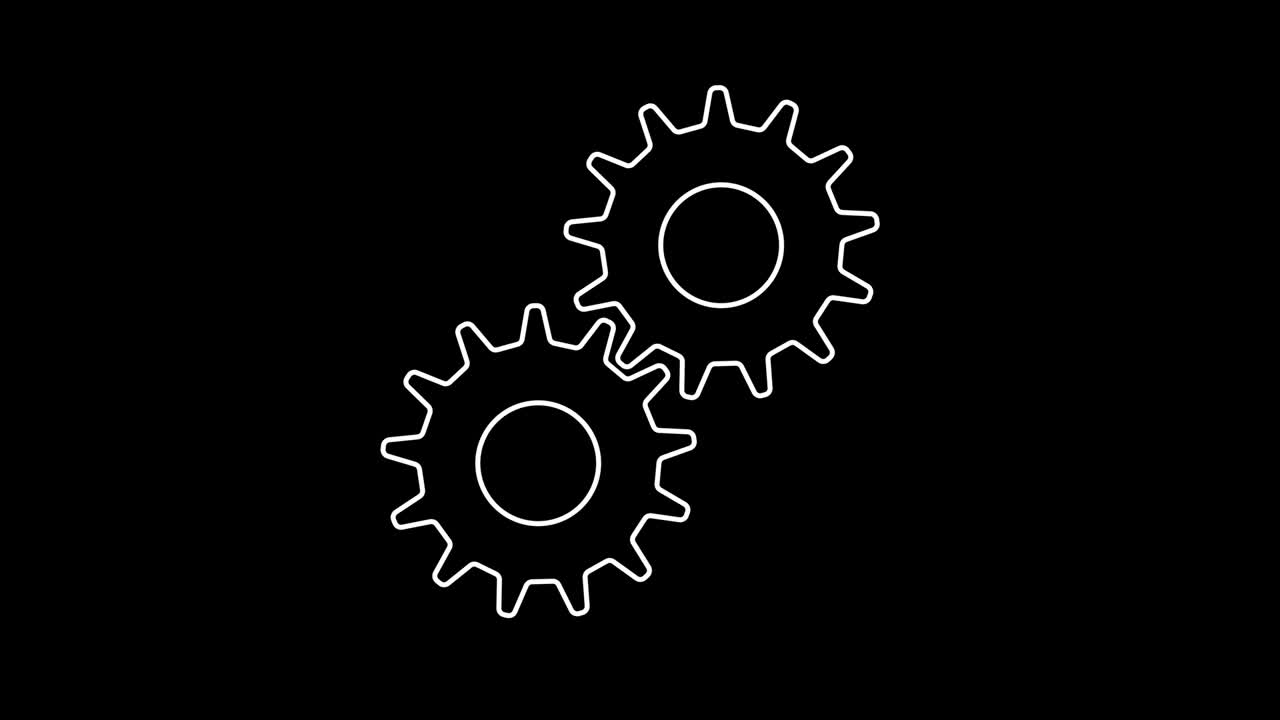 dos engranajes icono plano rotación sin costuras. proceso de trabajo abstracto. maquinaria de engrenajes de reloj en movimiento. trabajo en equipo concepto de negocio y tecnología