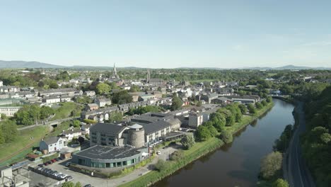 panoramic aerial view of enniscorthy medieval town in county wexford, ireland