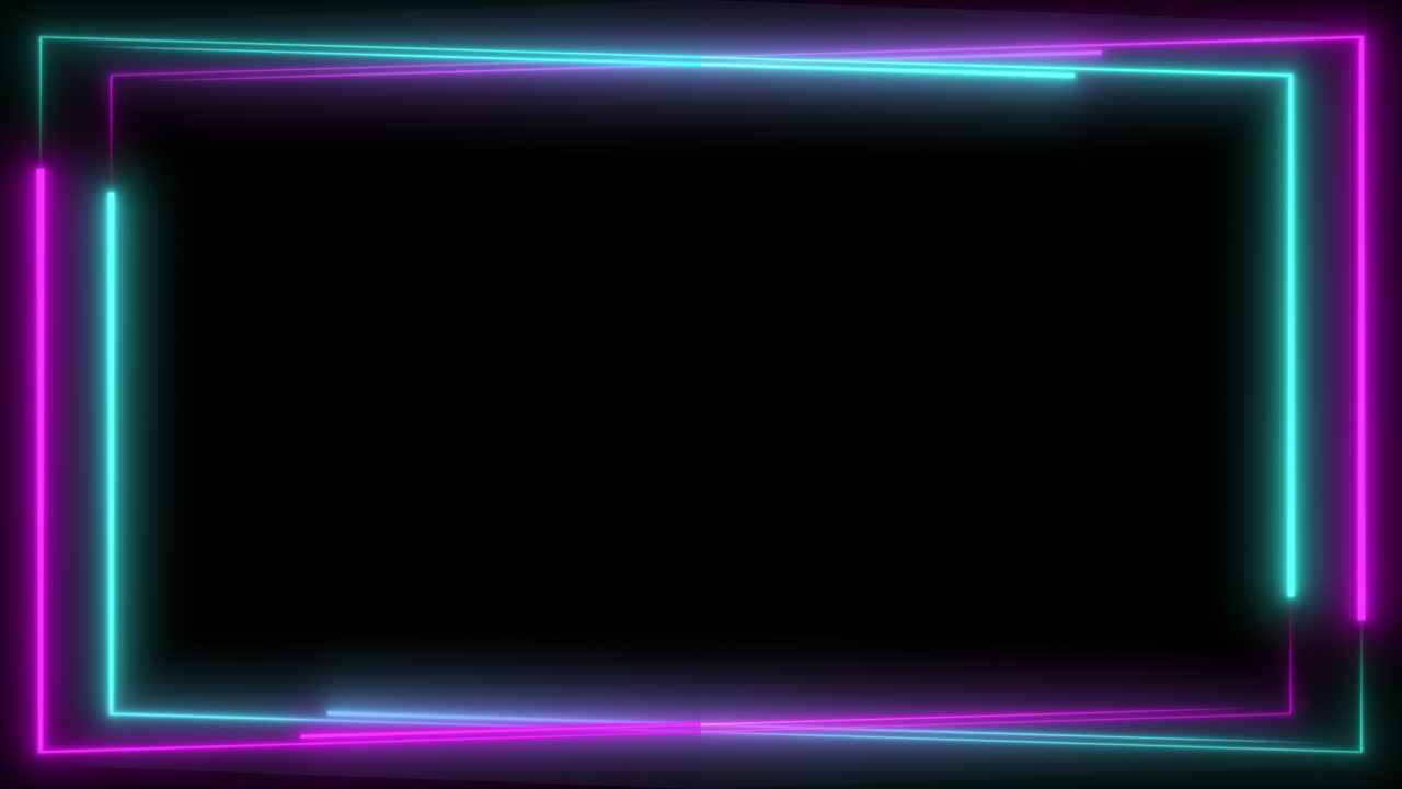 네온 프레임 (abstract neon frame) - 파란색과 보라색의 으로 된 애니메이션, 공간으로 된 프레임, 반이는 라인 루프.