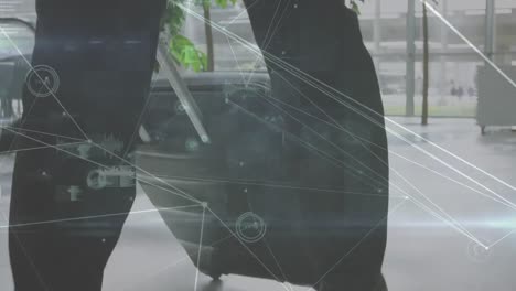 Animation-of-network-of-connections-over-businessman-with-suitcase