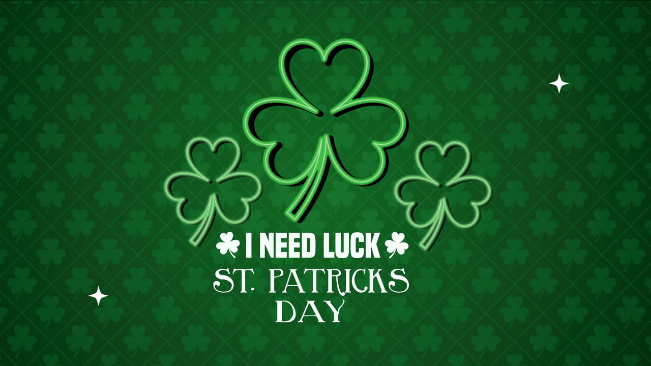 세인트 패트릭스 데이 애니메이션 카드, 글자와 클로버