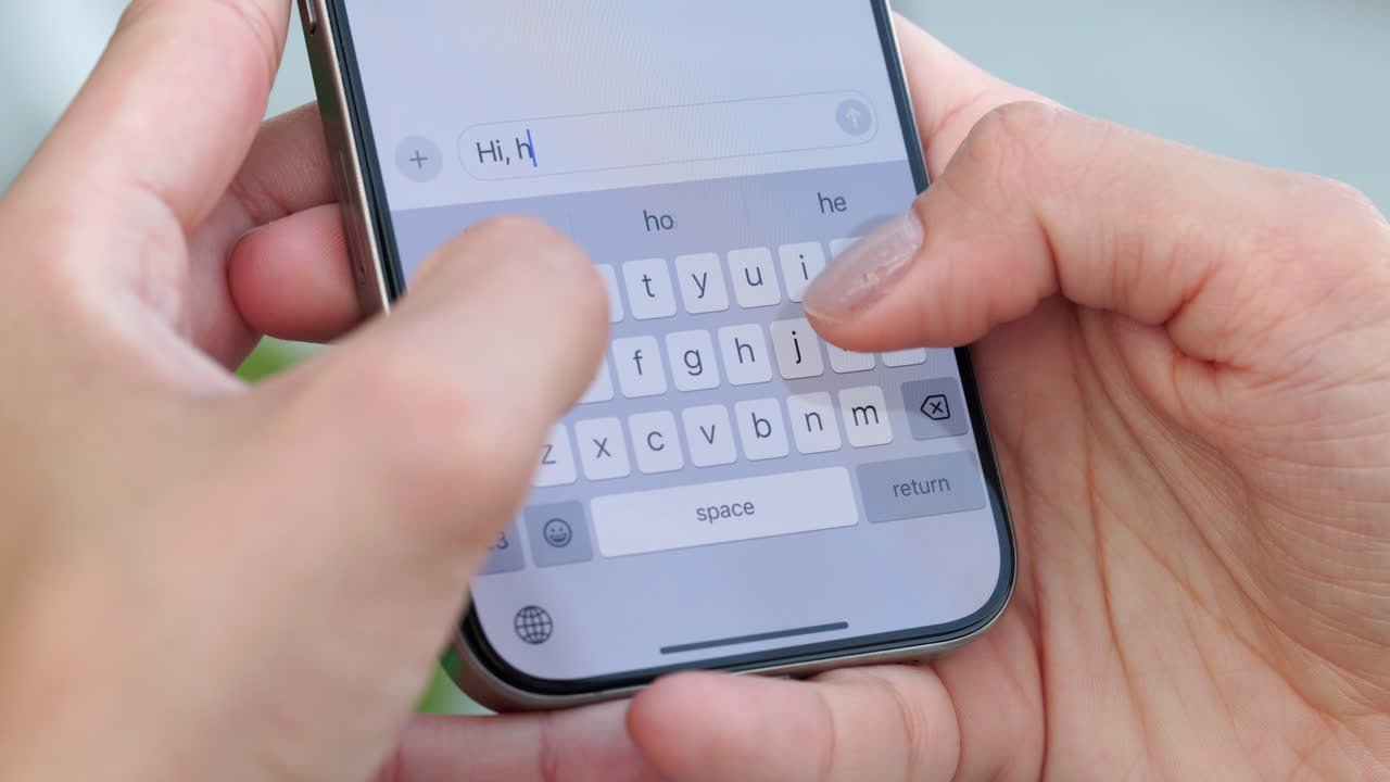 Typing a message on a smartphone