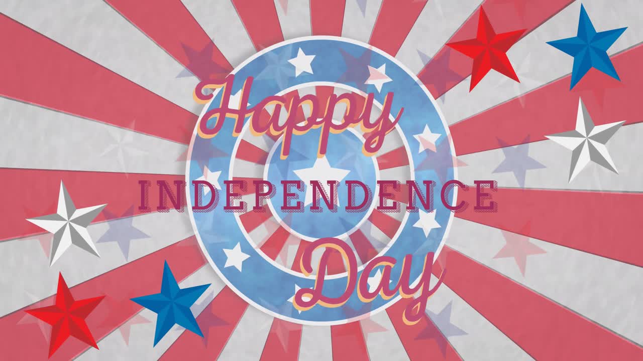 별과 줄무 위에 행복한 독립의 날 텍스트의 애니메이션