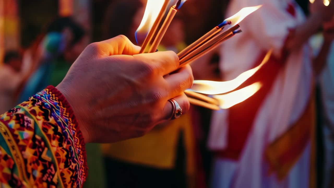 Burning Incense Ceremony at a Temple