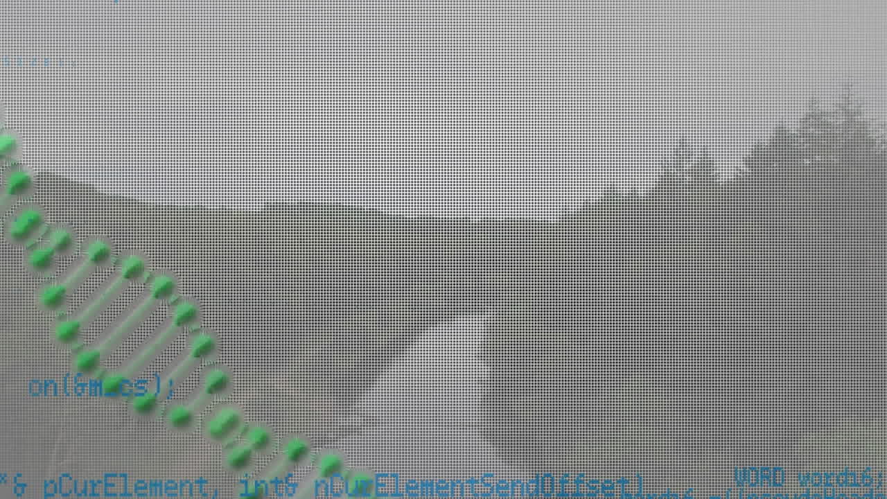 dna 가닥의 애니메이션과 풍경에 대한 데이터 처리