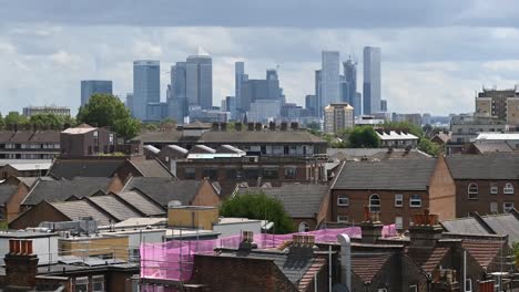 Close-up-view-of-Canary-Wharf-from-Net360,-London,-United-Kingdom