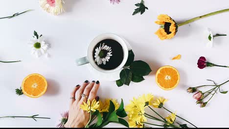 coffee and flowers still life