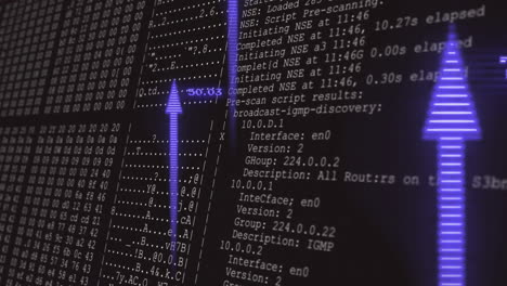 Animación-De-Flechas-Sobre-Procesamiento-De-Datos-Sobre-Fondo-Negro