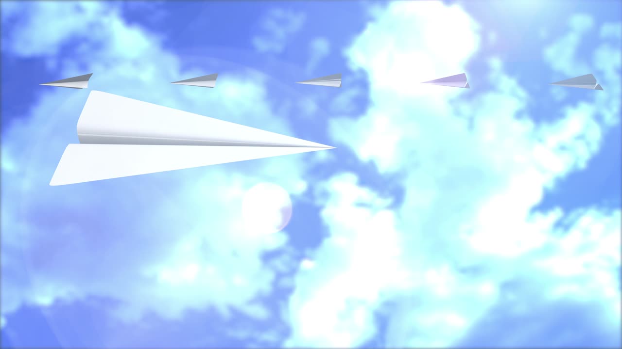 animación de un avión de papel volando en bucle