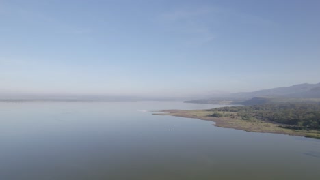lake view drone shot of lake elementaita rift valley