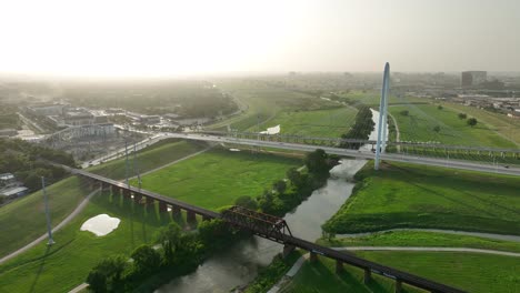 Margaret-Hunt-Hill-Bridge-during-dramatic-sunset-golden-hour-light