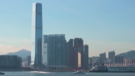 the international commerce centre building (icc) is the tallest building in hong kong at 1,588 ft and is currently the 12th tallest building in the world.