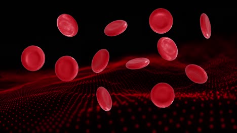 animation of micro of red blood cells on black background