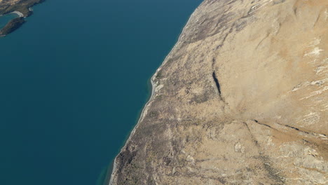 mountain and ancient glacial lake coleridge in new zealand south island birdseye view