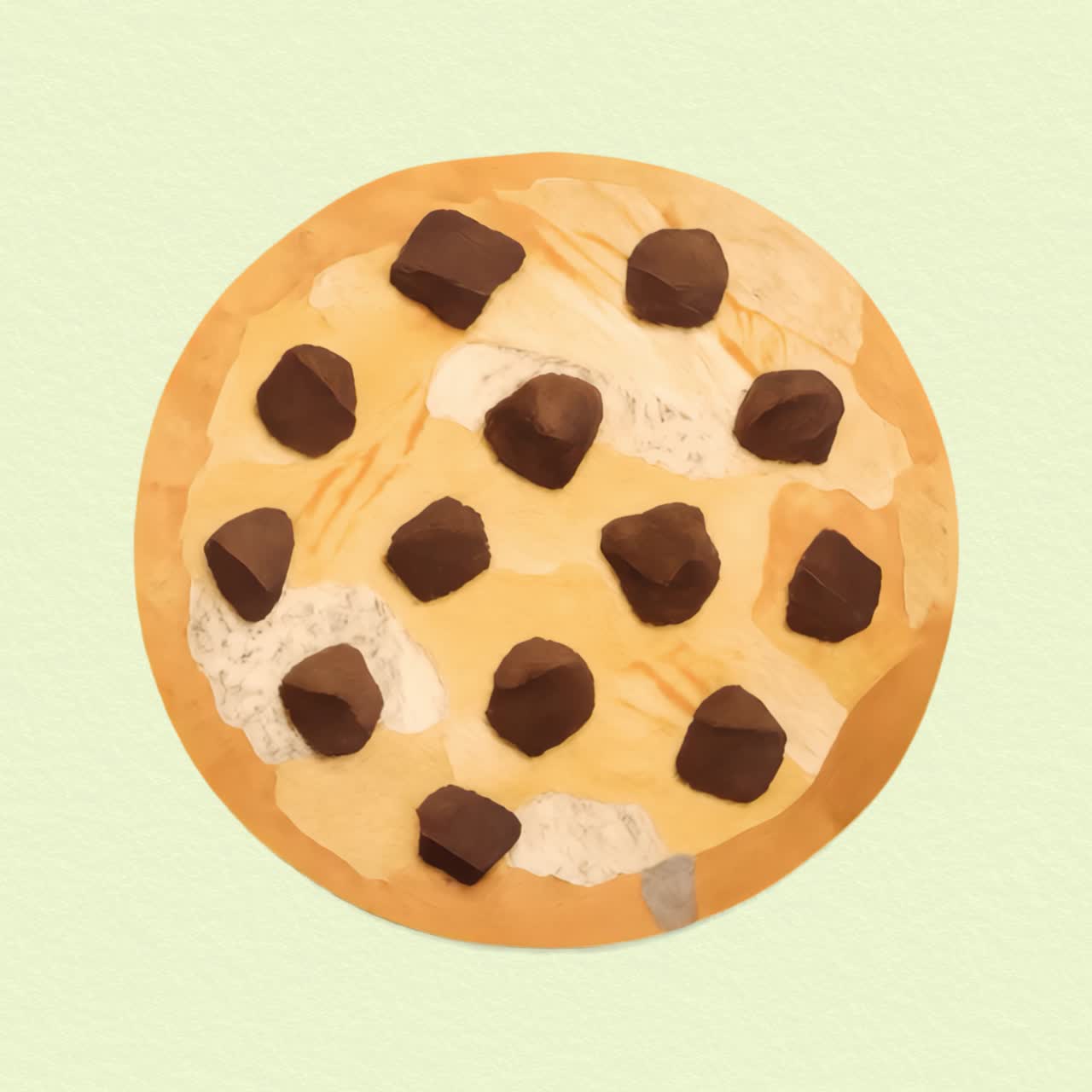 Clay cookie with chocolate chips animation isolated asset, transparent 4K video, alpha channel