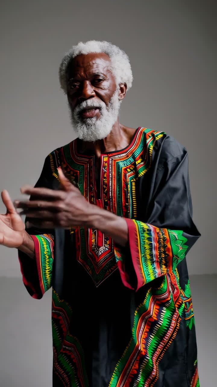 Ritratto di un uomo afroamericano anziano in abiti tradizionali