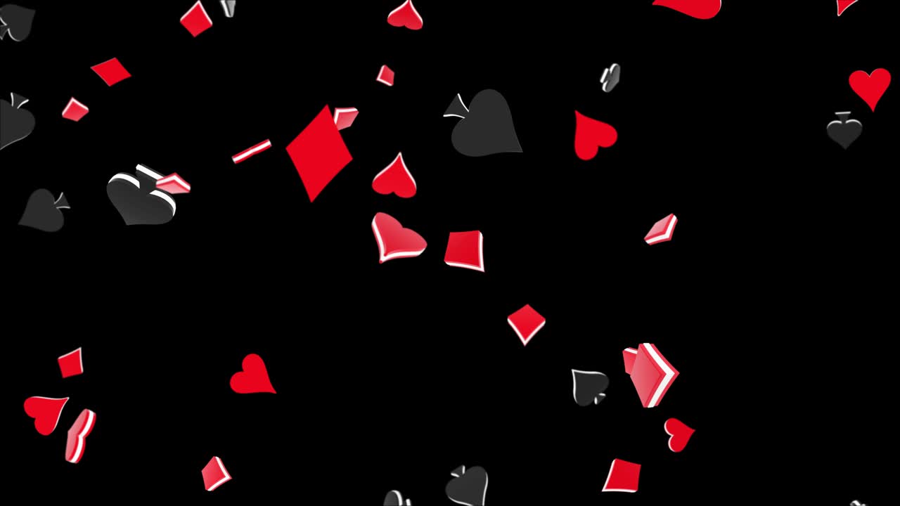4K Loop Motion Graphics playing card, spades, hearts, gold, game icon. Playing cards,