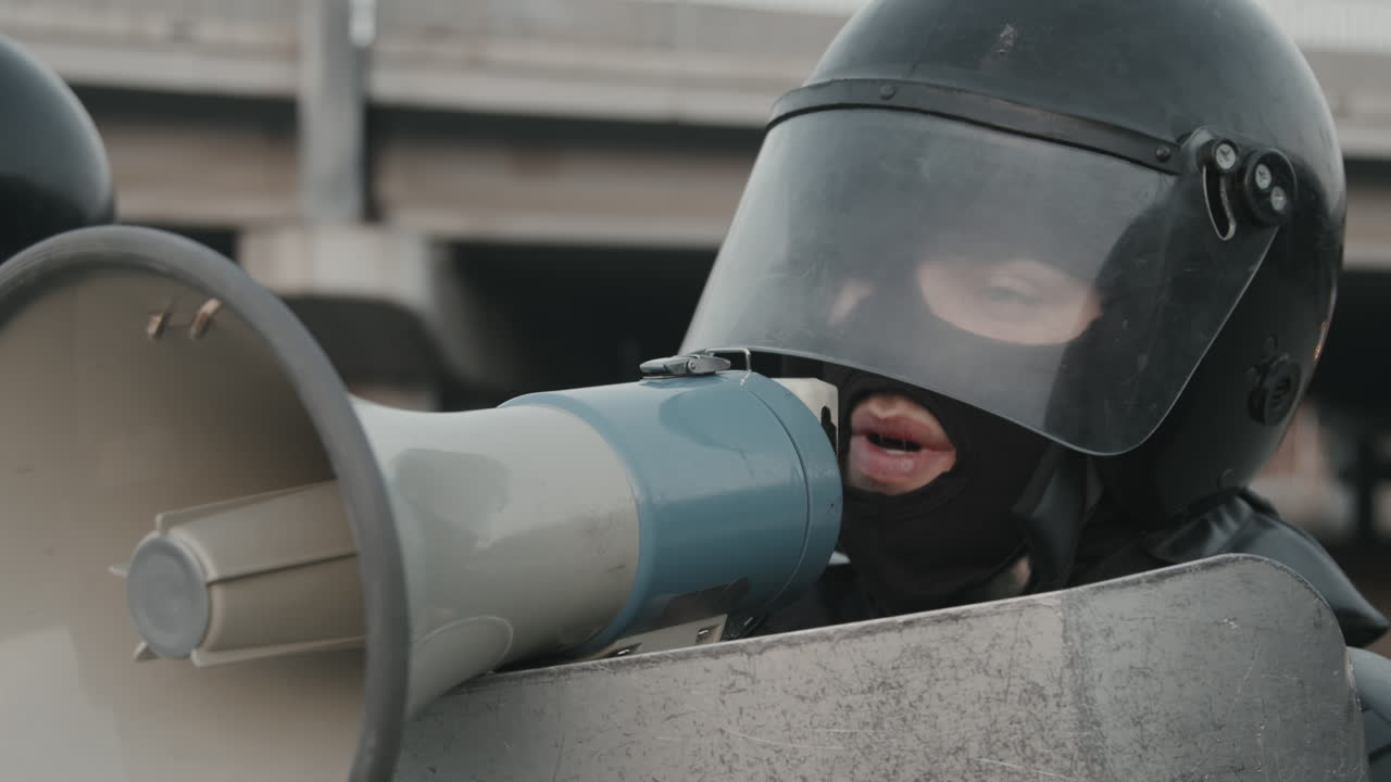 Riot Police with Megaphone