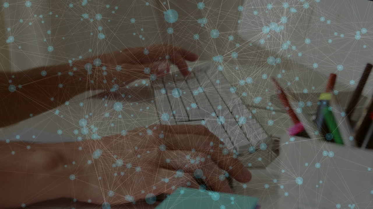 컴퓨터를 사용하여 손을 통해 연결 네트워크의 애니메이션