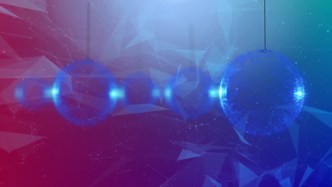 animación de bolas azules sobre una red de conexiones sobre un fondo azul