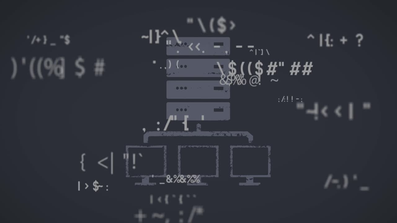 Animation of data processing over computer icons