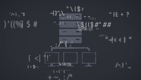Animation-Der-Datenverarbeitung-über-Computersymbolen