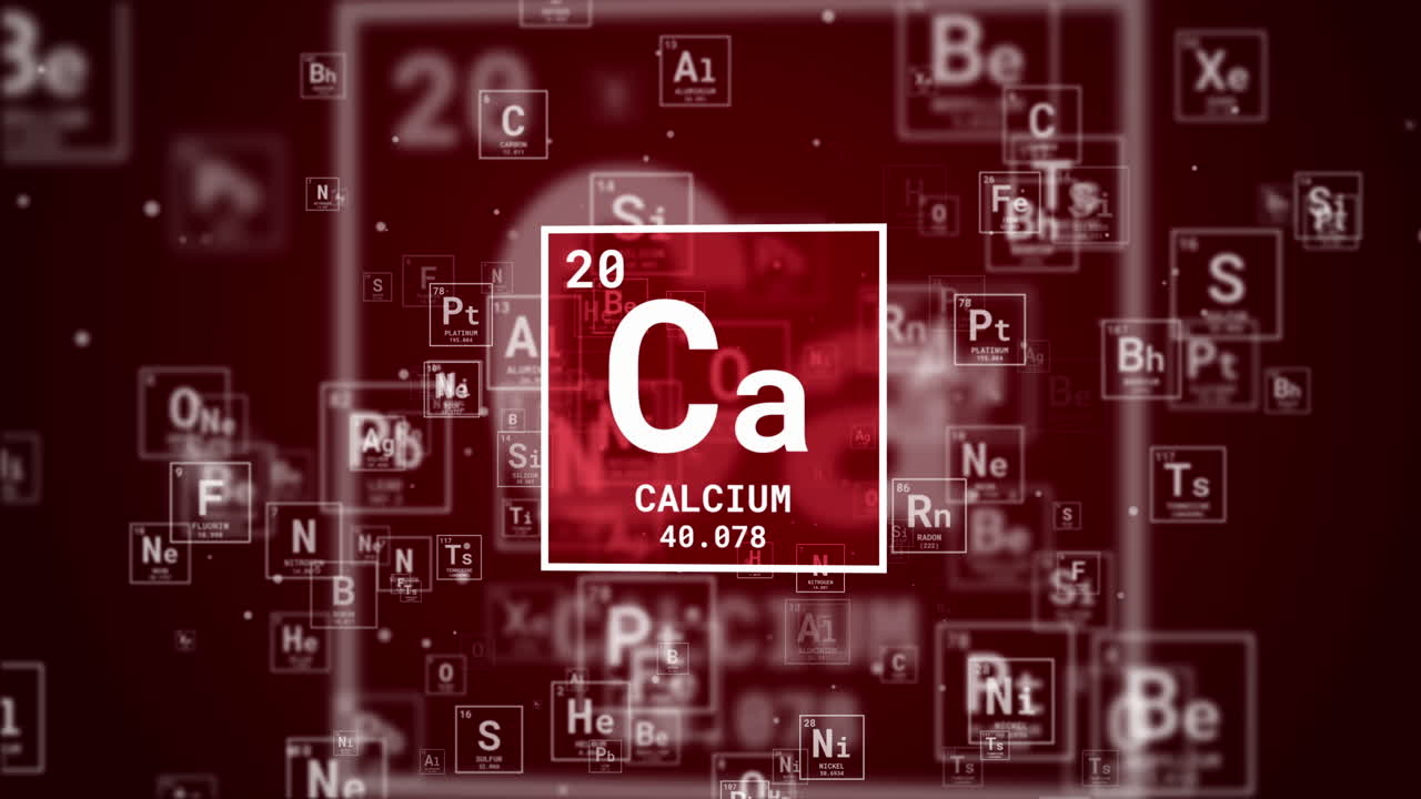 Calcium chemical element icon loop animation on red background.