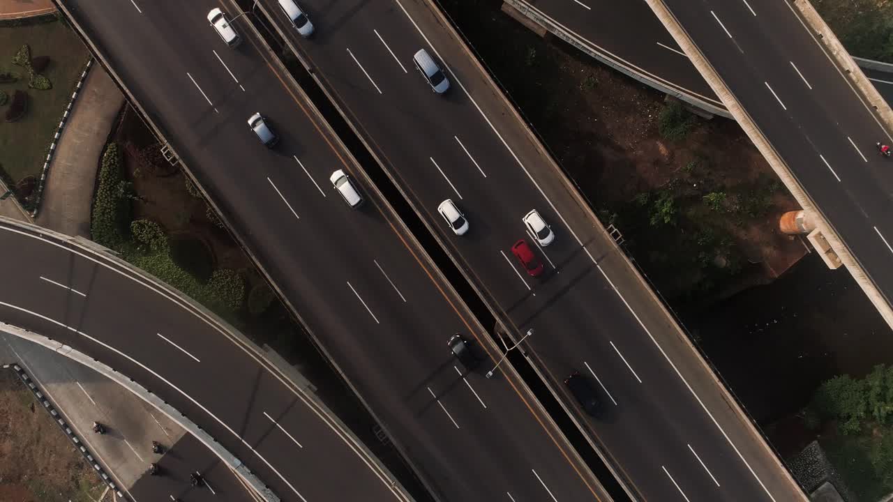 in highway drone move spin up to down