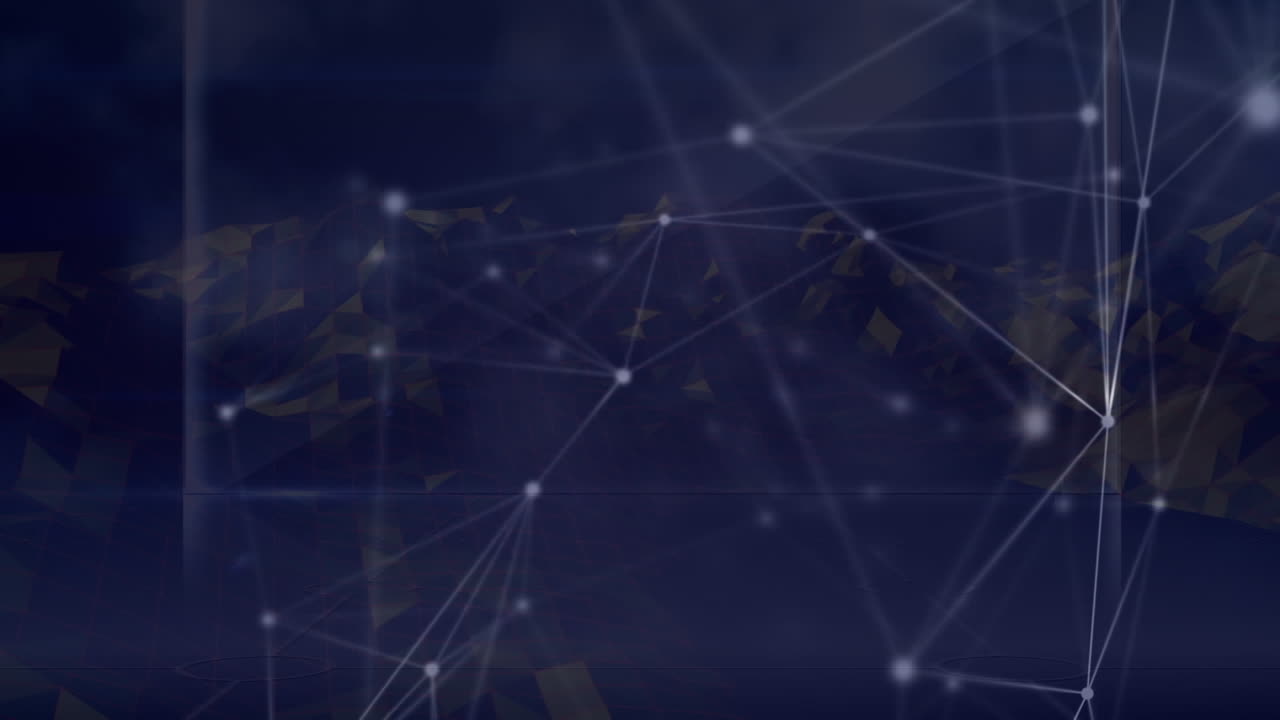 animación de redes de conexiones sobre montañas giratorias