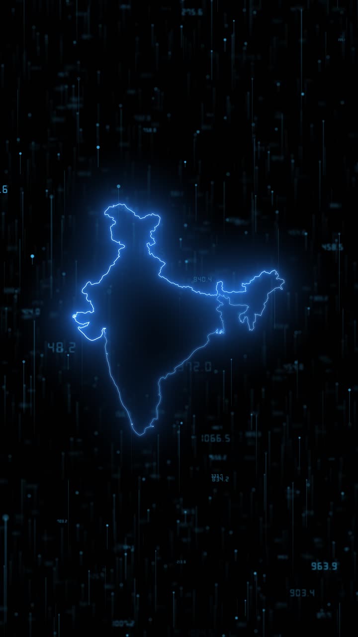 Digital indian map network business network financial economic backdrop digital tech states network