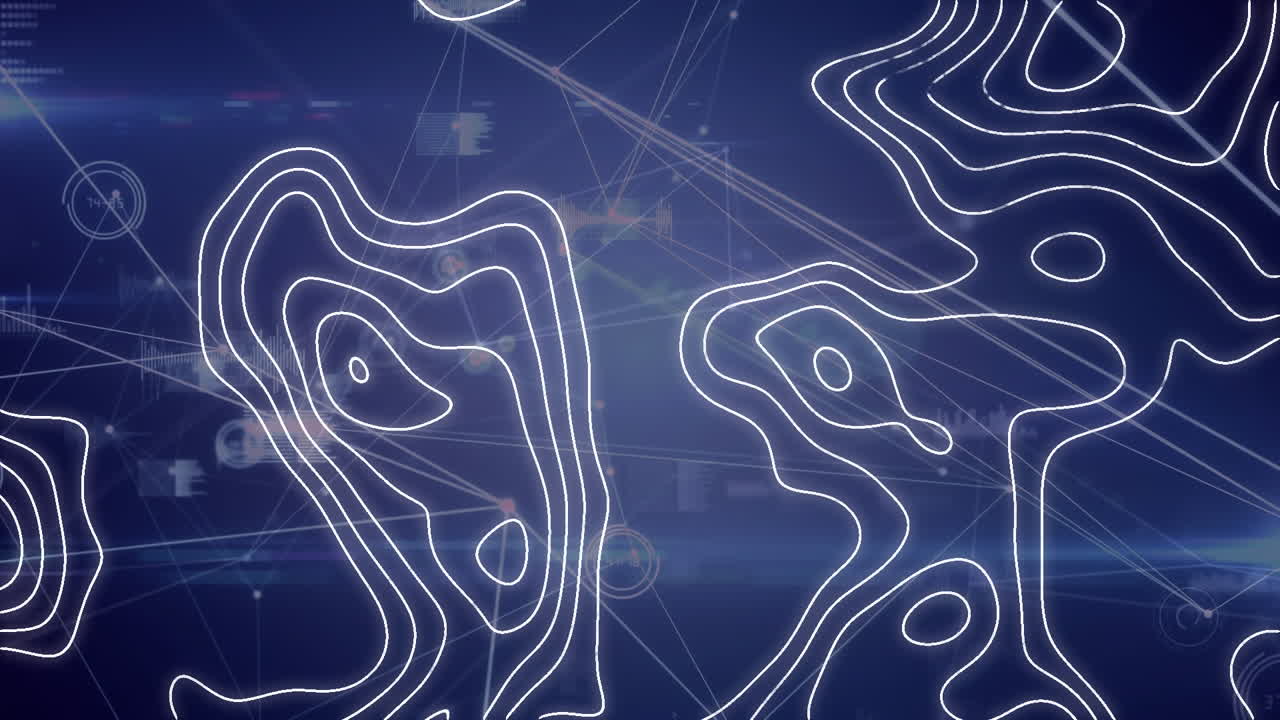 animación de líneas blancas móviles sobre la red de conexión