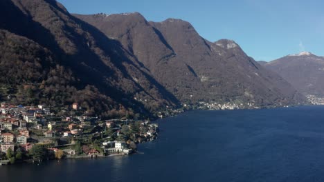 the italian villages of laglio and torriggia on lake como from the sky during a sunny december day