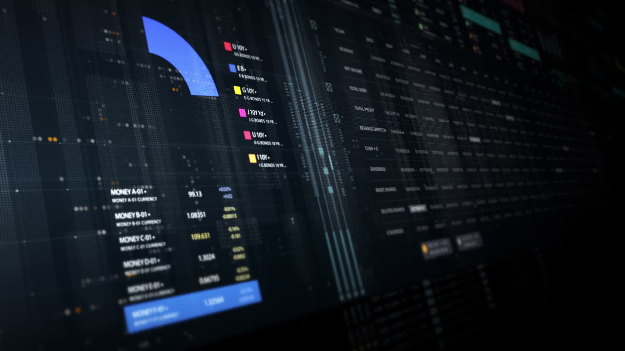 비즈니스 인포 그래픽, 애니메이션 차트 및 비즈니스 미팅 모을위한 데이터 기반 통찰력을위한 동적 데이터 비주얼: 거래, 증권 거래소 및 암호화폐의 세계를 탐색하십시오.