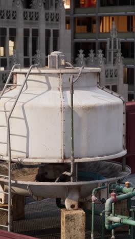 cooling tower on a city rooftop