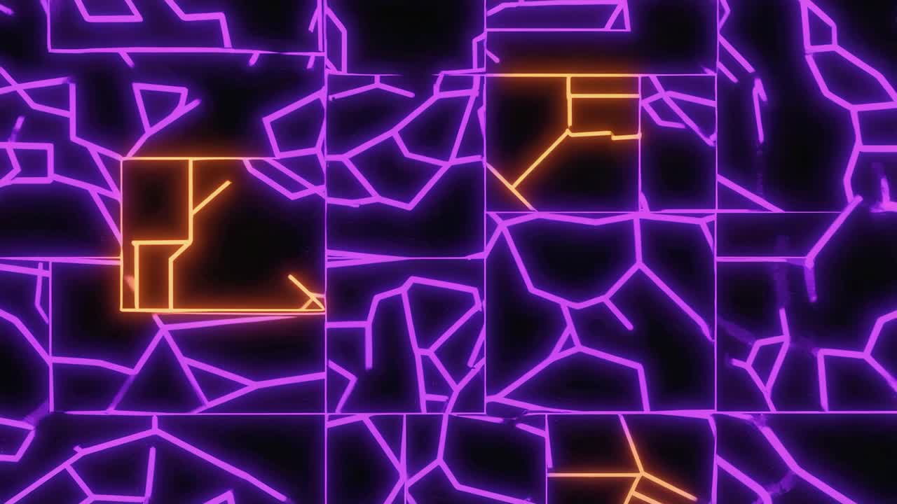 Griglia al neon astratta con linee viola e arancioni