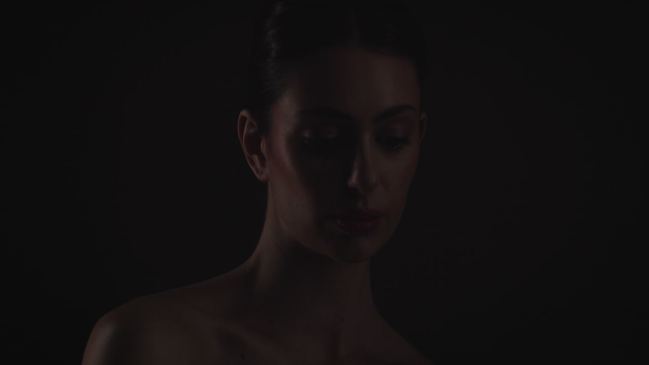 Portrait of a woman with red lipstick