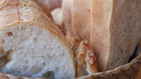 close-up of sliced bread in a basket
