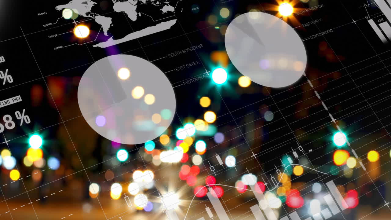 도시 풍경에 대한 통계 및 데이터 처리의 애니메이션