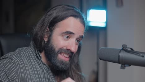podcast interview with a man in a home studio